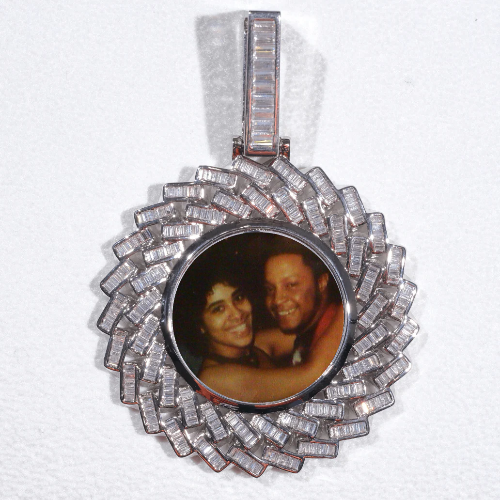 Large 3D Baguette Custom Picture Pendant
