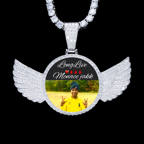 925S & VVS Moissanite 3D Wing Custom Picture Pendant