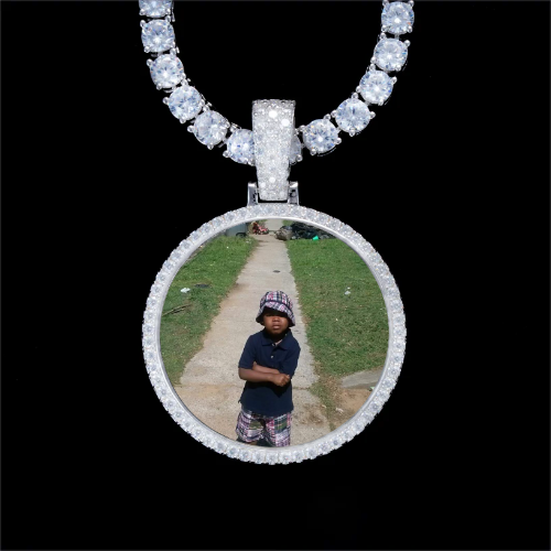 925S & VVS Moissanite 3D Circle Custom Picture Pendant