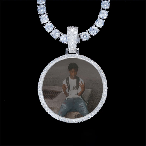 925S & VVS Moissanite 3D Circle Custom Picture Pendant