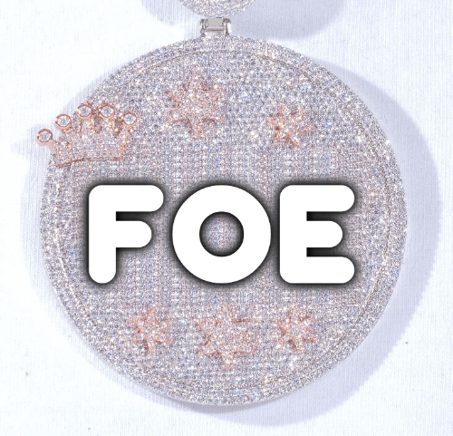 CUSTOM LETTER NECKLACE 3D BIG CROWN DISC