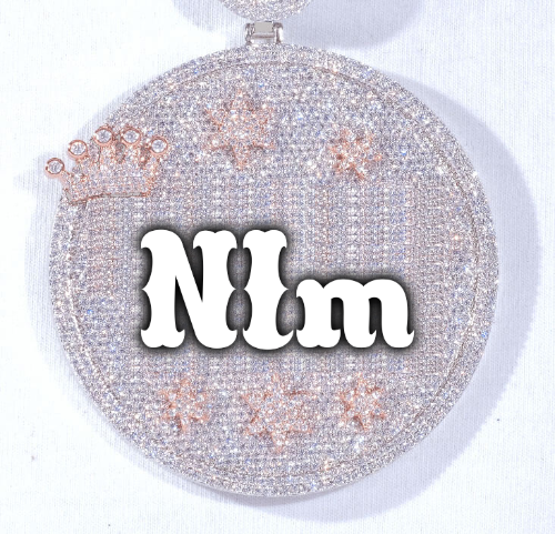 CUSTOM LETTER NECKLACE 3D BIG CROWN DISC