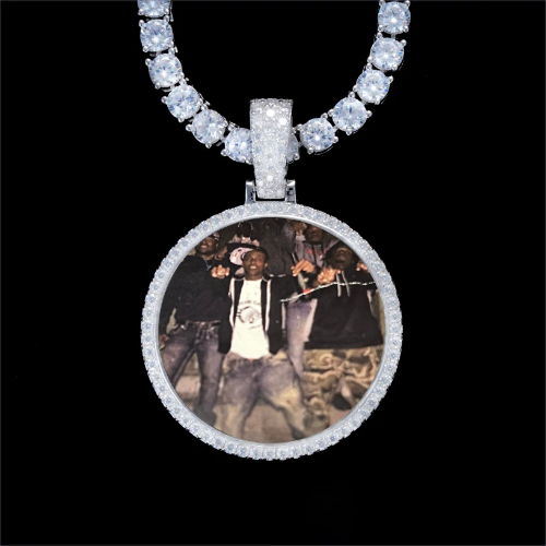 925S & VVS Moissanite 3D Circle Custom Picture Pendant