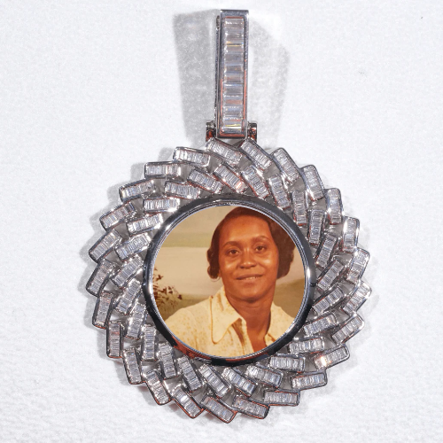 Large 3D Baguette Custom Picture Pendant