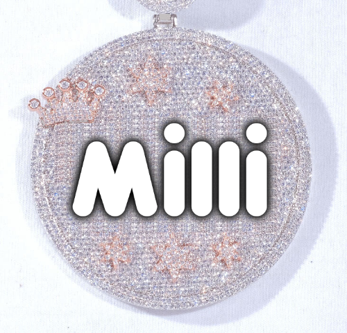CUSTOM LETTER NECKLACE 3D BIG CROWN DISC