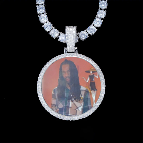 925S & VVS Moissanite 3D Circle Custom Picture Pendant
