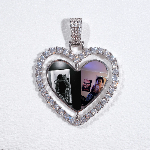 3D Spinning 2-Faced Heart Custom Picture Pendant