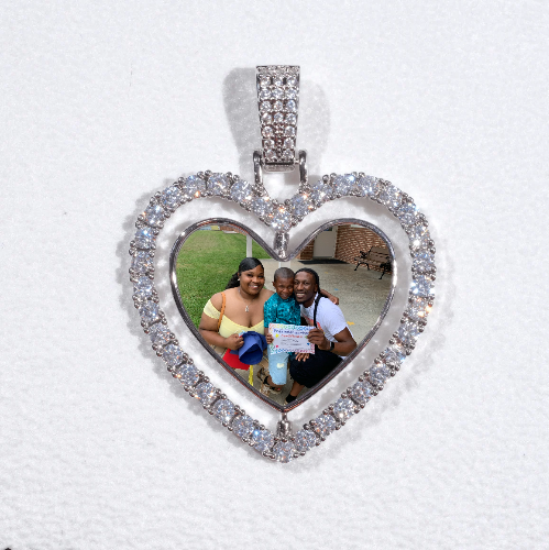 3D Spinning 2-Faced Heart Custom Picture Pendant
