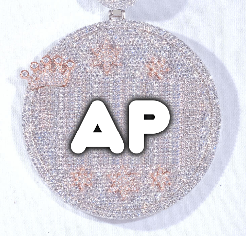 CUSTOM LETTER NECKLACE 3D BIG CROWN DISC