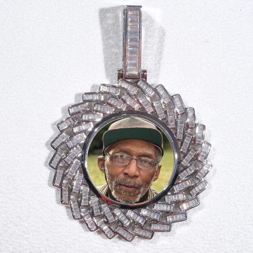 Large 3D Baguette Custom Picture Pendant
