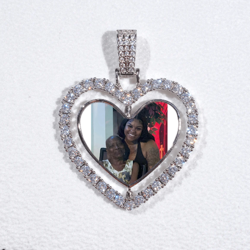 3D Spinning 2-Faced Heart Custom Picture Pendant