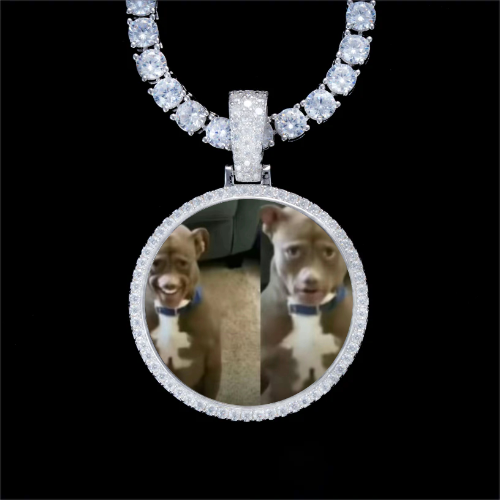 925S & VVS Moissanite 3D Circle Custom Picture Pendant