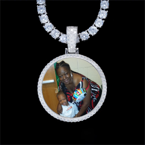 925S & VVS Moissanite 3D Circle Custom Picture Pendant