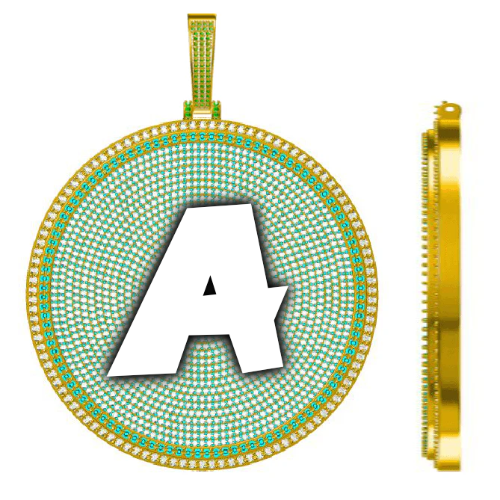 CUSTOM LETTER NECKLACE 3D BIG DISC