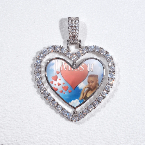 3D Spinning 2-Faced Heart Custom Picture Pendant