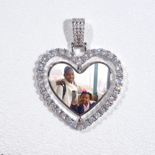 3D Spinning 2-Faced Heart Custom Picture Pendant