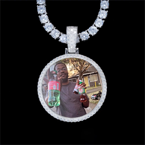 925S & VVS Moissanite 3D Circle Custom Picture Pendant
