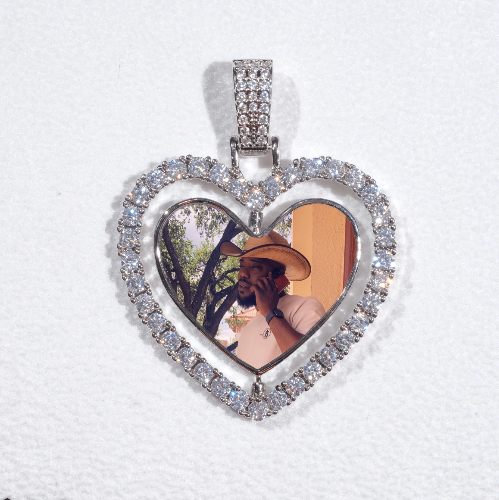 3D Spinning 2-Faced Heart Custom Picture Pendant