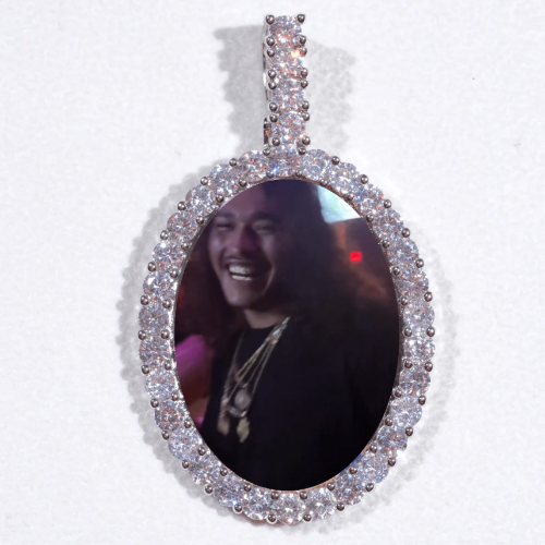 Large 3D Oval Custom Picture Pendant