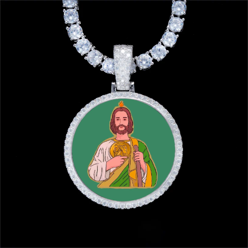 925S & VVS Moissanite 3D Circle Custom Picture Pendant