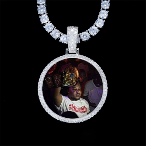 925S & VVS Moissanite 3D Circle Custom Picture Pendant