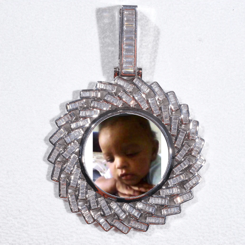 Large 3D Baguette Custom Picture Pendant