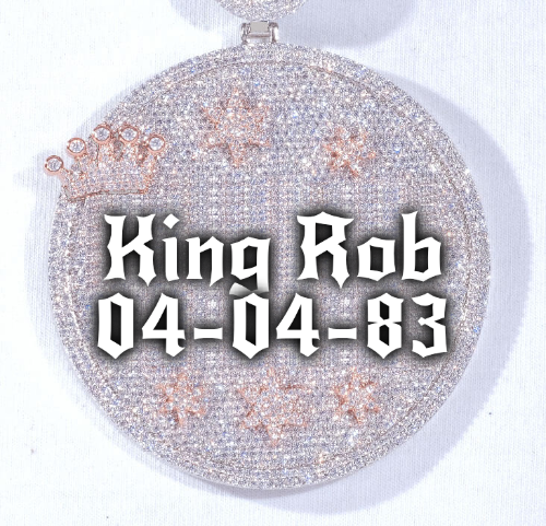 CUSTOM LETTER NECKLACE 3D BIG CROWN DISC