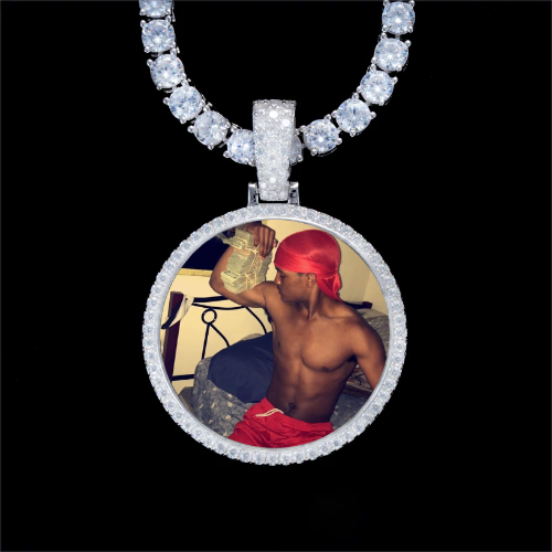 925S & VVS Moissanite 3D Circle Custom Picture Pendant