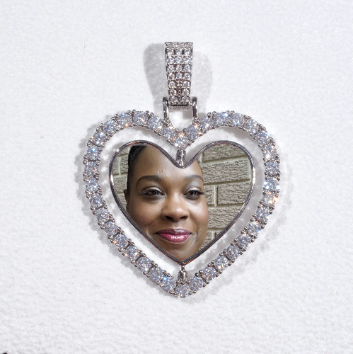 3D Spinning 2-Faced Heart Custom Picture Pendant