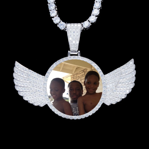 925S & VVS Moissanite 3D Wing Custom Picture Pendant