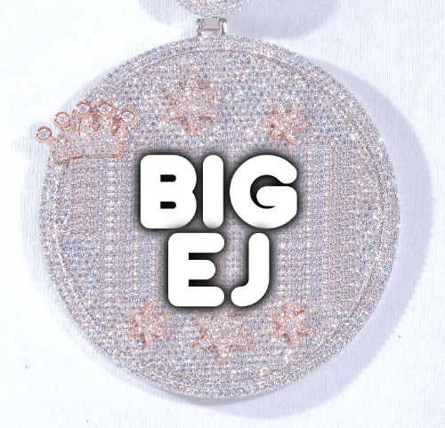 CUSTOM LETTER NECKLACE 3D BIG CROWN DISC