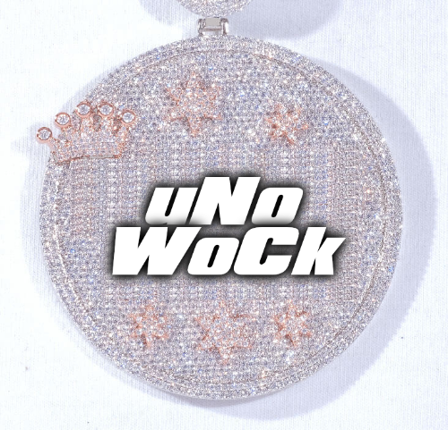 CUSTOM LETTER NECKLACE 3D BIG CROWN DISC