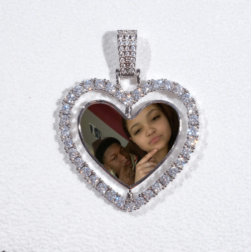 3D Spinning 2-Faced Heart Custom Picture Pendant