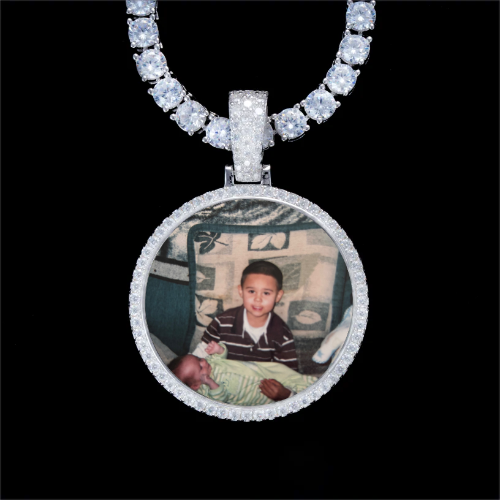 925S & VVS Moissanite 3D Circle Custom Picture Pendant