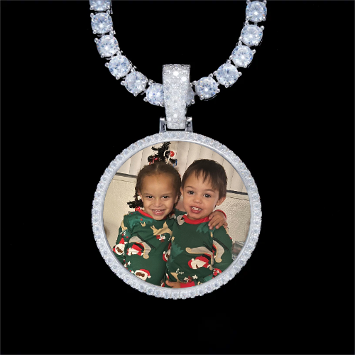 925S & VVS Moissanite 3D Circle Custom Picture Pendant
