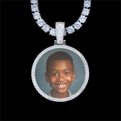 925S & VVS Moissanite 3D Circle Custom Picture Pendant