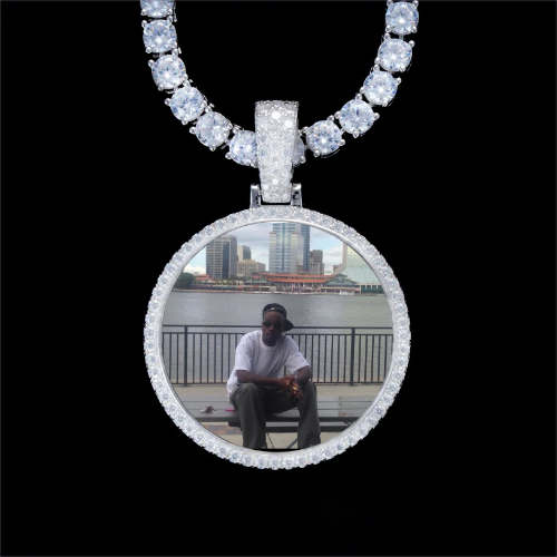 925S & VVS Moissanite 3D Circle Custom Picture Pendant