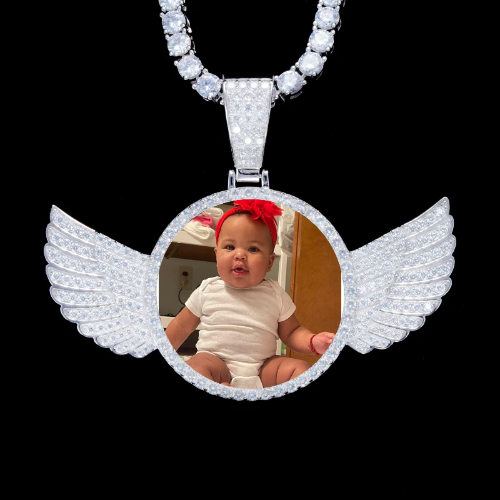 925S & VVS Moissanite 3D Wing Custom Picture Pendant