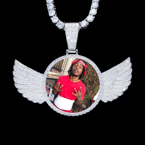 925S & VVS Moissanite 3D Wing Custom Picture Pendant