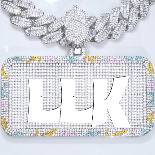 CUSTOM LETTER NECKLACE 3D COLORFUL SQUARE