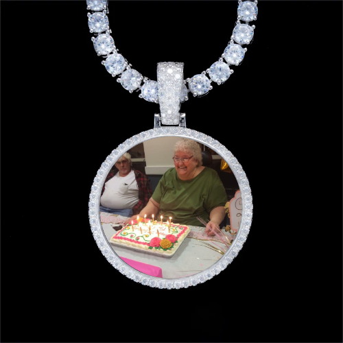 925S & VVS Moissanite 3D Circle Custom Picture Pendant