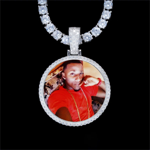 925S & VVS Moissanite 3D Circle Custom Picture Pendant