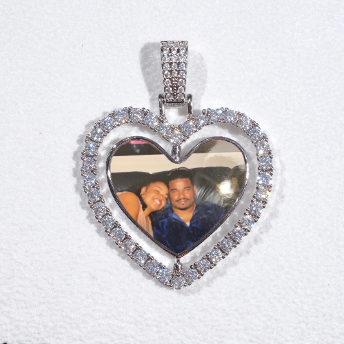 3D Spinning 2-Faced Heart Custom Picture Pendant