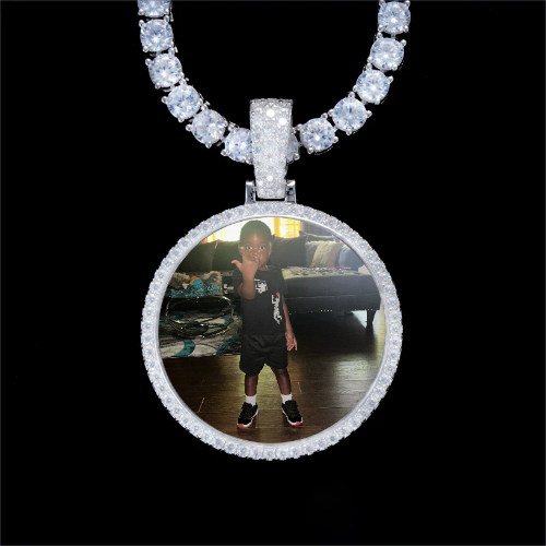 925S & VVS Moissanite 3D Circle Custom Picture Pendant