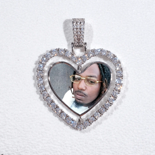 3D Spinning 2-Faced Heart Custom Picture Pendant