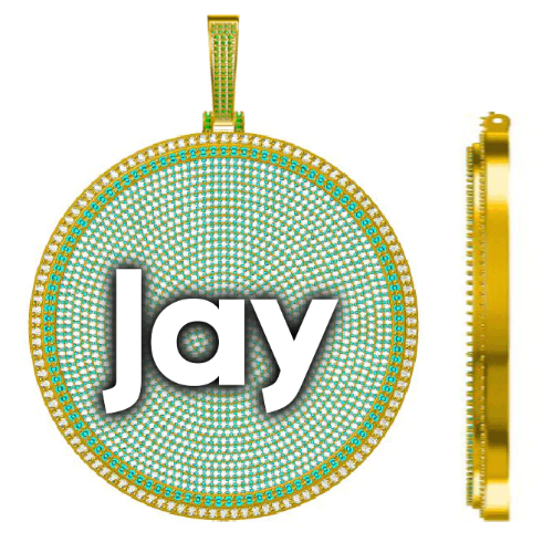 CUSTOM LETTER NECKLACE 3D BIG DISC