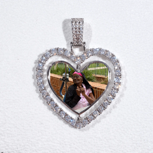 3D Spinning 2-Faced Heart Custom Picture Pendant
