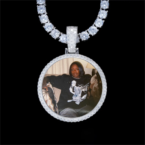 925S & VVS Moissanite 3D Circle Custom Picture Pendant