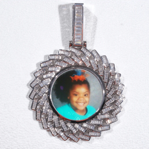 Large 3D Baguette Custom Picture Pendant