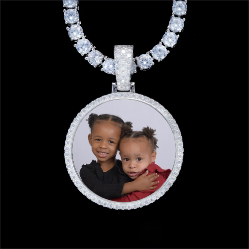 925S & VVS Moissanite 3D Circle Custom Picture Pendant